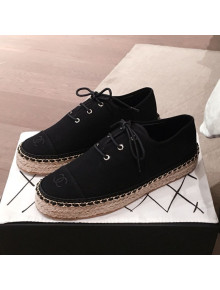 Chanel Canvas Lace-Ups Espadrille Sneakers G36140 Black 2020