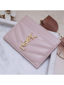 Saint Laurent Grained Leather Card Holder 423291 Pink/Gold 2021