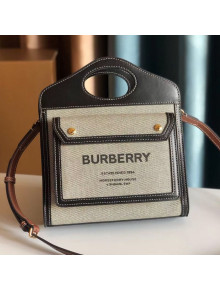 Burberry Mini Two-tone Canvas and Leather Tote Pocket Bag Black 2021