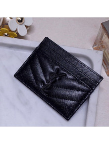 Saint Laurent Grained Leather Card Holder 423291 All Black 2021