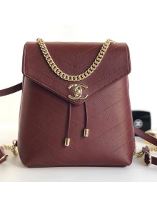 Chanel Coco Chevron Calfskin Backpack A57555 Burgundy 2018