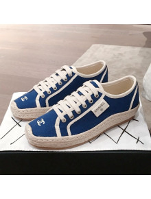 Chanel Vintage Canvas Label Espadrille Sneakers Blue 2020