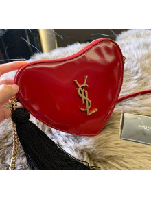 Saint Laurent Monogram Heart Cross Body Bag in Smooth Leather 540694 Red 2018