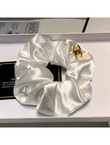 Chanel Silk Hair Scrunchie White 2021