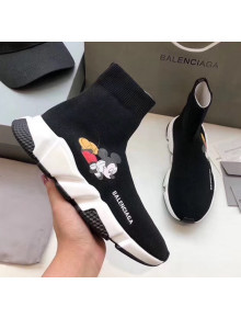 Balenciaga Mickey Knit Sock Speed Trainer Sneaker Black 2020