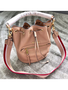 Miu Miu Leather Bucket Bag 5BE027 Nude 2018