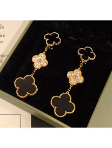 Van Cleef & Arpels Three Clovers Earrings With Crystal 2061215 Black 2020