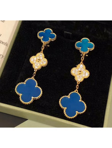 Van Cleef & Arpels Three Clovers Earrings With Crystal 2061216 Blue 2020