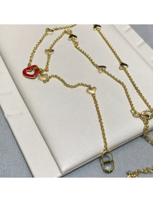 Dior Dioramour Y Necklace Gold/Red 2021 082412