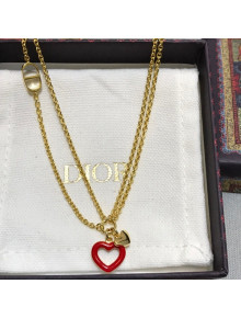 Dior Dioramour Long Necklace Gold/Red 2021 082414