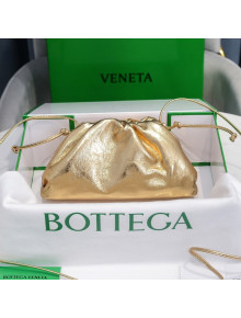 Bottega Veneta The Mini Pouch Soft Clutch Bag in Gold Calfskin 2020 585852