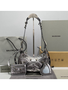 Balenciaga Le Cagole Metallized Lambskin XS Shoulder Bag Silver 2021