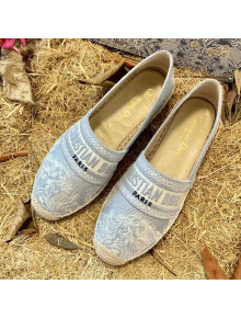 Dior Granville Flat Espadrilles in Grey Toile de Jouy Reverse Embroidered Cotton 2021