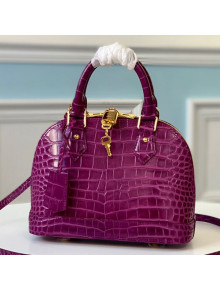 Louis Vuitton Alma BB Top Handle Bag in Crocodile Leather N94270 Purple 2019