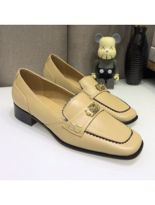 Chanel Contarsting Trim Lambskin Loafers Beige 2021