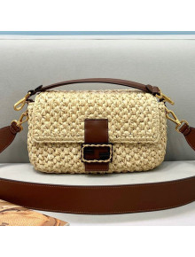 Fendi Baguette Woven Straw Bag Beige/Brown 2021