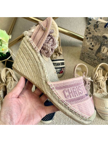 Dior Granville Wedge Espadrilles in Metallic Thread Embroidered Cotton Pink 2021