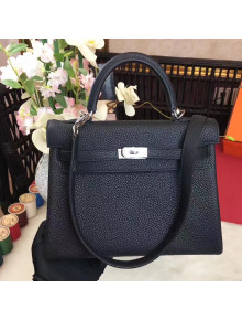 Hermes Kelly 25cm Original Togo Leather Bag Black(Silver Hardware)