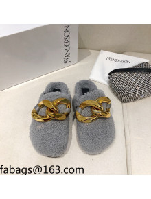 JW Anderson Shearling Chain Mules Grey 2021 1116105