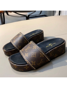 Louis Vuitton Jumbo Studded Monogram Canvas Flatform Slide Sandals 2021 