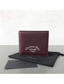 Dior Short Wallet in Burgundy Grianed Calfskin Autumn 2018