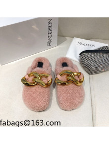 JW Anderson Shearling Chain Mules Pink 2021 1116108