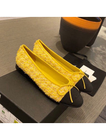 Chanel Tweed & Grosgrain Ballerinas Yellow/Black 2021 112283