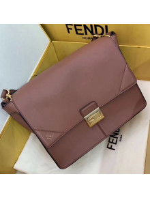 Fendi Kan U Large Matte Calfskin Embossed Corners Flap Bag Brown 2019 