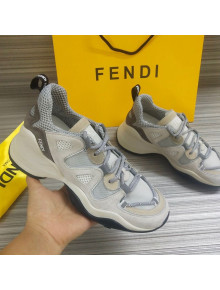 Fendi FFluid Suede Multilayer Waved Sneakers White/Grey 2020