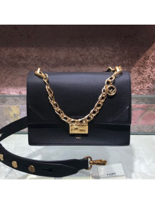 Fendi Kan U Medium Calfskin Flap Bag Black/Gold 2019 