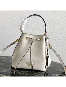 Prada Saffiano Leather Bucket Bag 1BE032 White 2019