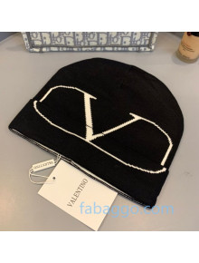 Valentino VLogo Wool Knit Hat Black/White 2020