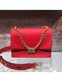 Fendi Kan U Medium Calfskin Flap Bag Red/Gold 2019 