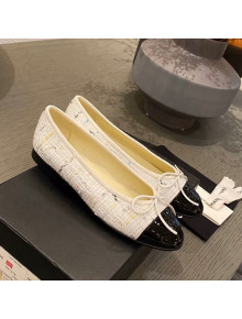 Chanel Tweed & Leather Ballerinas White/Black 2021 112289