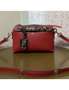 Fendi Leather Boston By The Way Mini Bag with FF Motif Red 2019