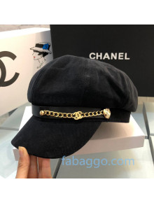 Chanel Canvas Hat with Chain Charm Black 2020