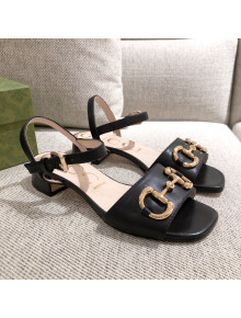 Gucci Leather Sandal with Horsebit Black 2021 12