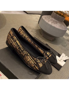 Chanel Tweed & Grosgrain Ballerinas Black/Gold 2021 112292