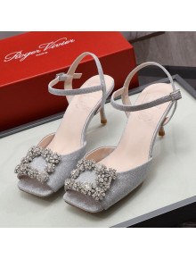 Roger Vivier Glitter Sandals 6.6cm Silver 2021