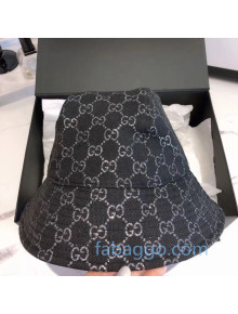 Gucci Silver GG Lamé Bucket Hat Black 2020