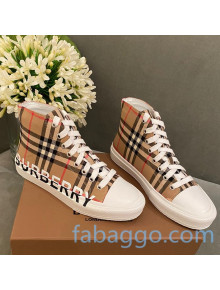 Burberry Classic Check High-Top Sneakers with Side Logo 2020