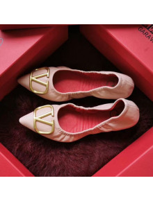 Valentino VLogo Leather Flat Ballerinas Pink 2020