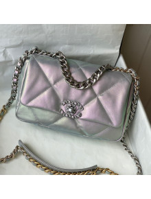 Chanel 19 Iridescent Lambskin Small Flap Bag AS1160 Light Blue/Purple 2022