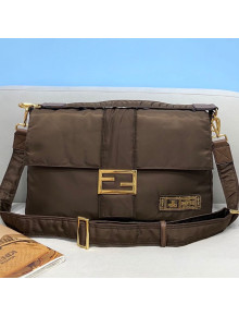 Fendi Men's Baguette Nylon Large Bag Coffee Brown 2021