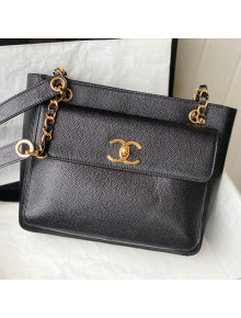 Chanel Grained Calfskin Tote Bag Long Strap AS6706 Black 2022 