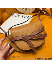 Loewe Mini Gate dual bag in Grain Calfskin Brown 2021 TOP