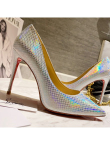 Christian Louboutin Iridescent Fabric Pump Silver 2021