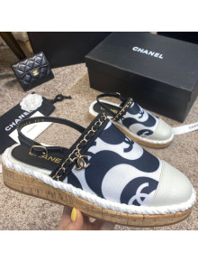 Chanel Slingback Print Canvas Espadrilles White 2021