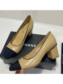 Chanel Laminated Lambskin Chain Pumps 6cm G37164 Beige 2021