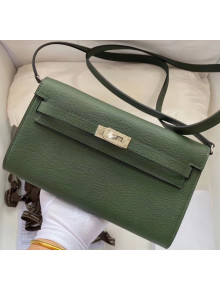 Hermes Kelly Long To Go Wallet in Original Epsom Leather Deep Green/Silver 2020